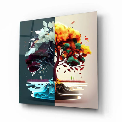 Four Seasons Glass Wall Art - LUXARTDECO