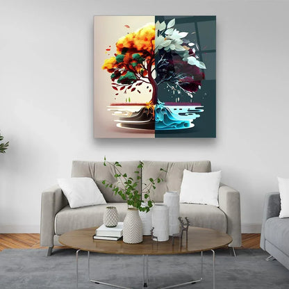 Four Seasons Glass Wall Art - LUXARTDECO