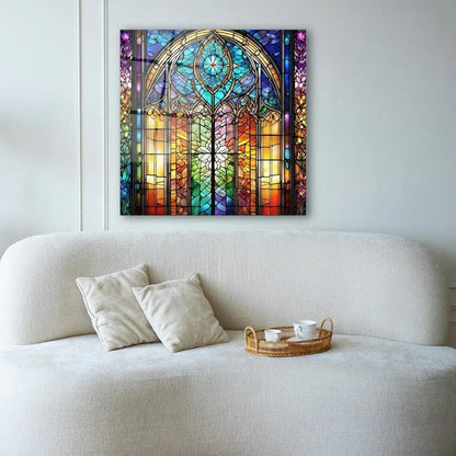 Stained Glass Effect Glass Wall Art - LUXARTDECO