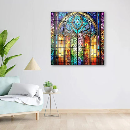 Stained Glass Effect Glass Wall Art - LUXARTDECO