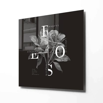 Elegante Rosa Quadro in Vetro Temperato