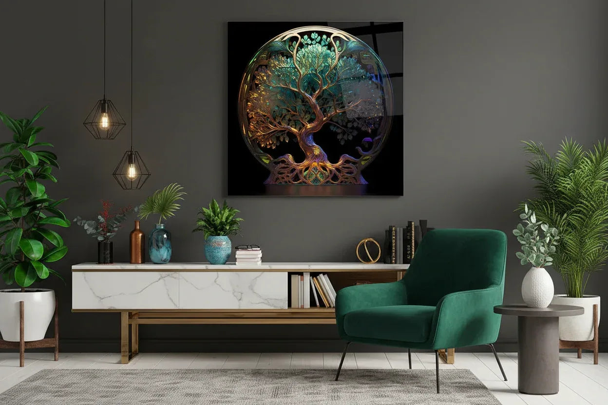 Tree of Life Glass Wall Art - LUXARTDECO