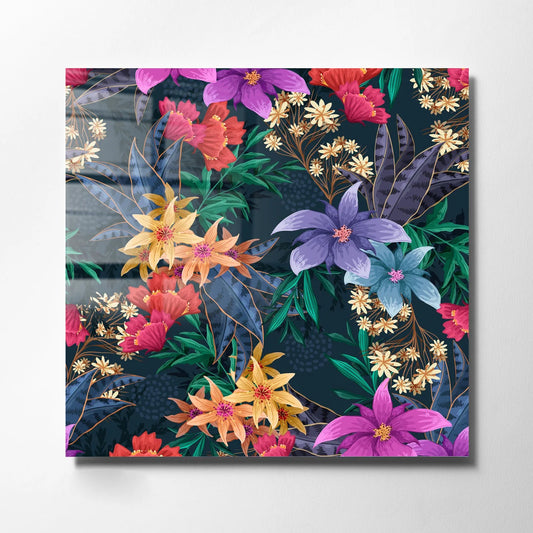 Colorful Flowers Glass Wall Art
