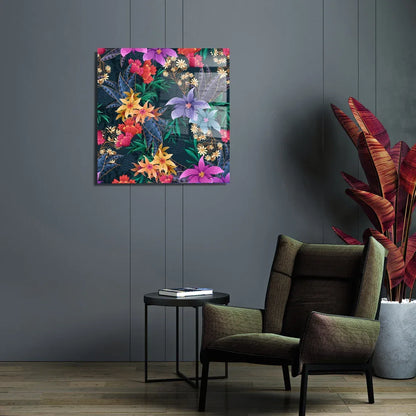 Colorful Flowers Glass Wall Art - LUXARTDECO