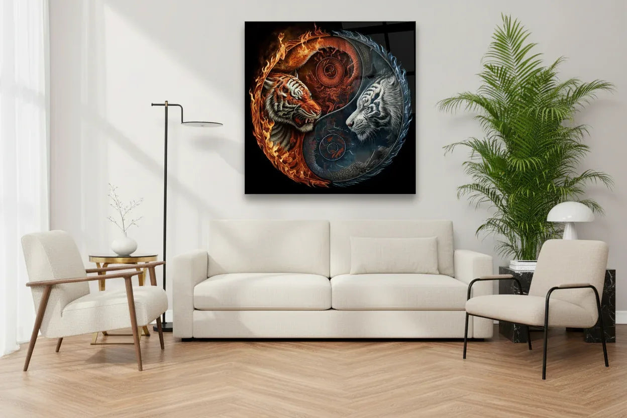 Yin Yang Glass Wall Art - LUXARTDECO