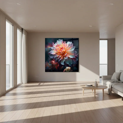 Blue & Pink Flower Glass Wall Art - LUXARTDECO