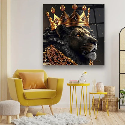 King Lion Glass Wall Art - LUXARTDECO