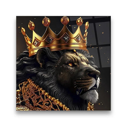 King Lion Glass Wall Art - LUXARTDECO