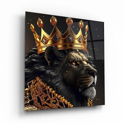 King Lion Glass Wall Art - LUXARTDECO