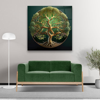 Abstract Tree of Life Glass Wall Art - LUXARTDECO