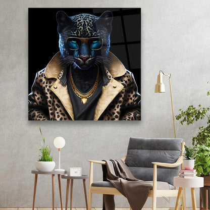 Fashion Panhter Glass Wall Art - LUXARTDECO
