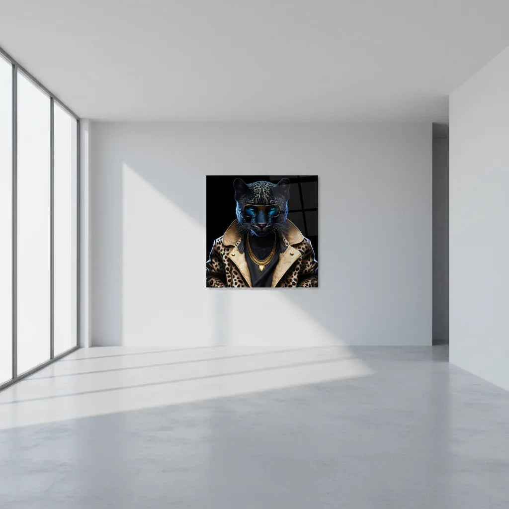 Fashion Panhter Glass Wall Art - LUXARTDECO