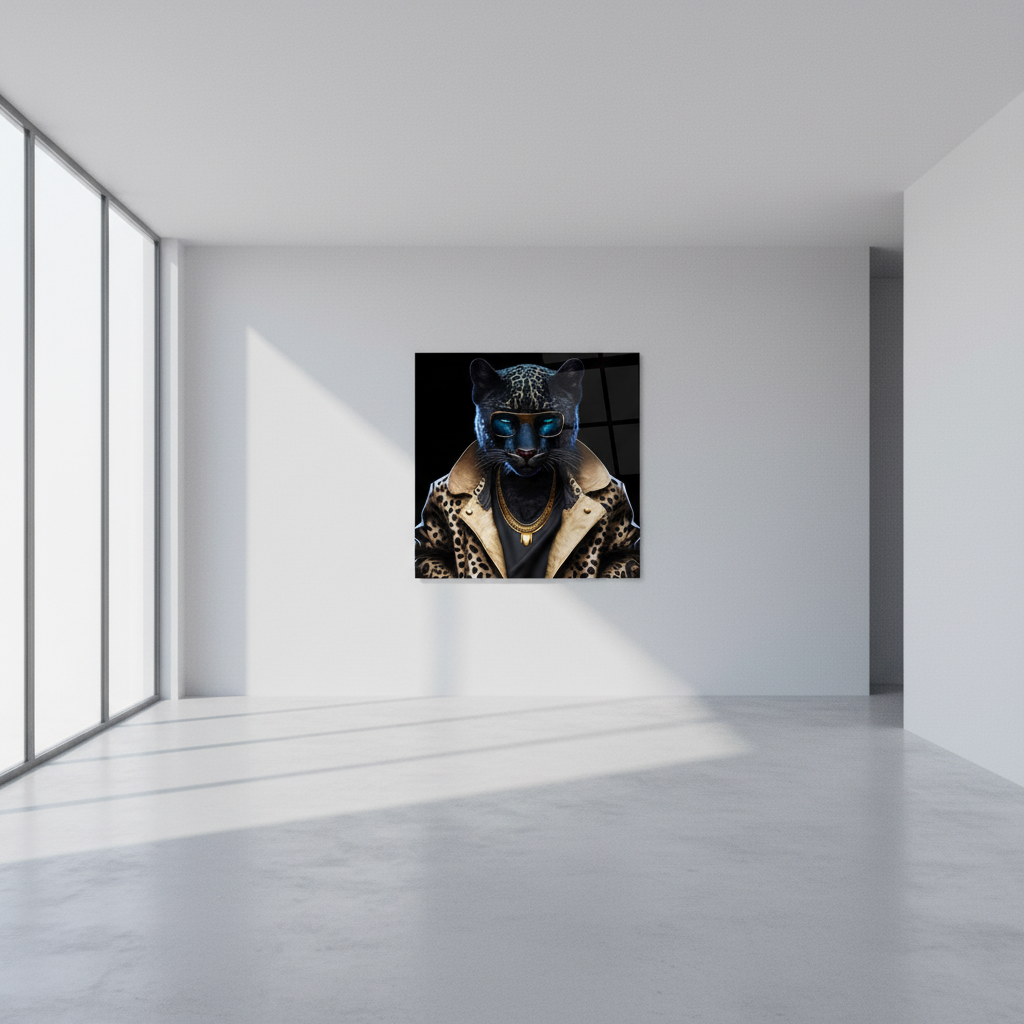 Fashion Panhter Glass Wall Art