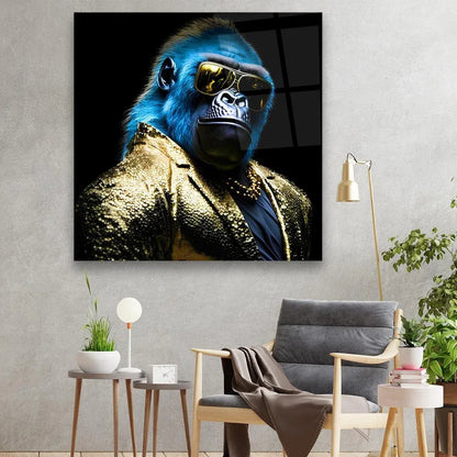 Fashion Monkey Glass Wall Art - LUXARTDECO