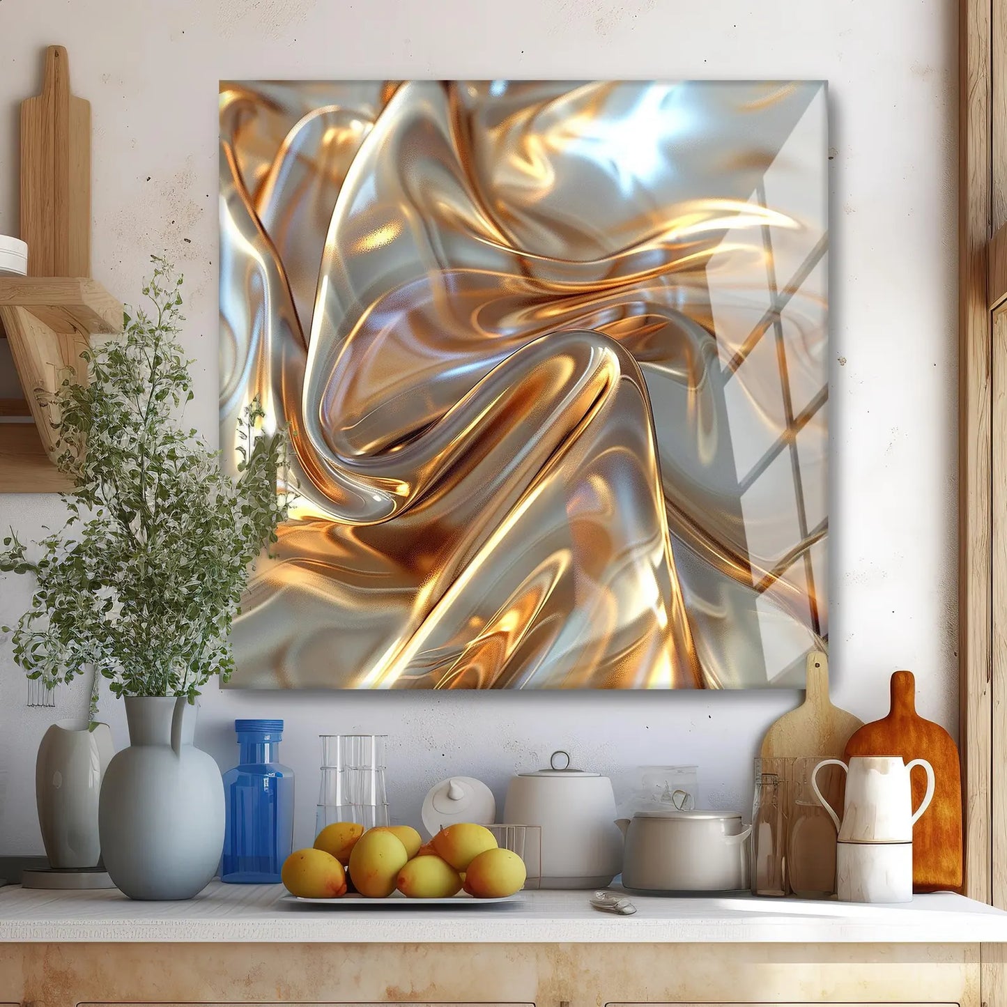 Abstract Gold Glass Wall Art