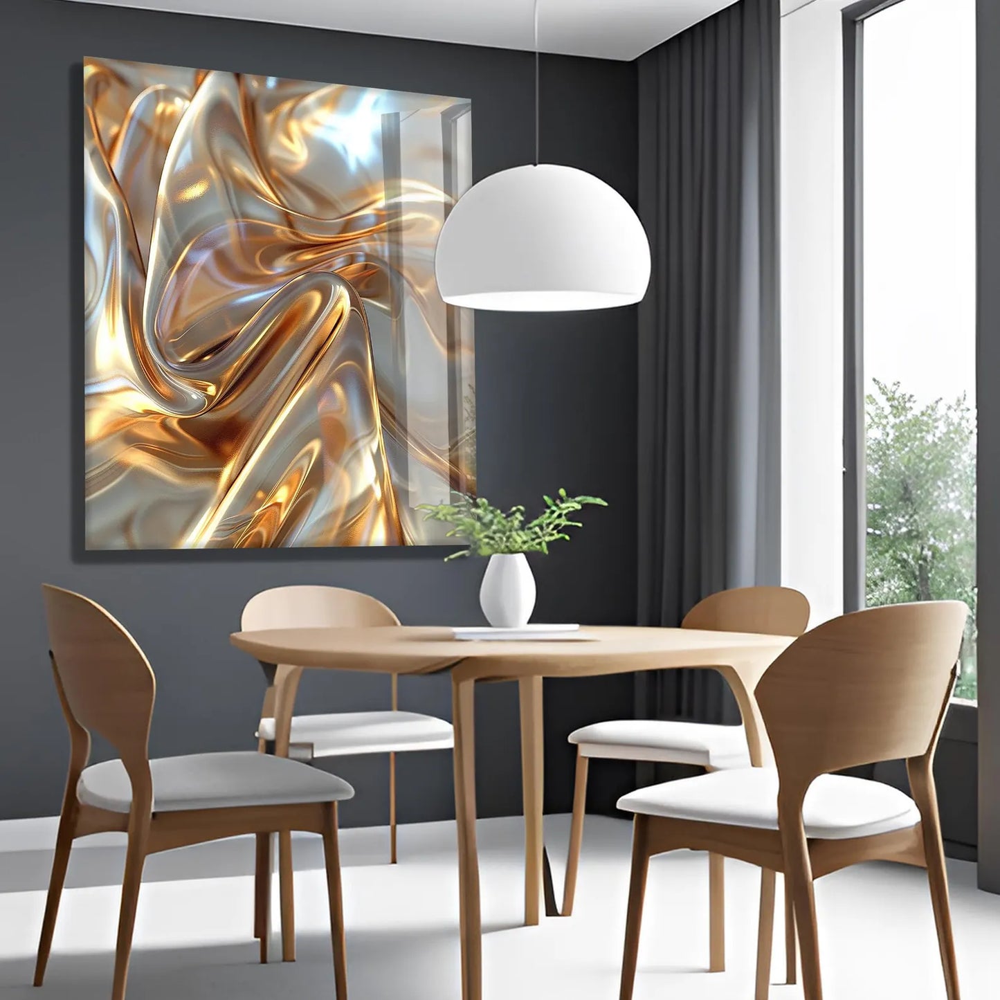 Abstract Gold Glass Wall Art