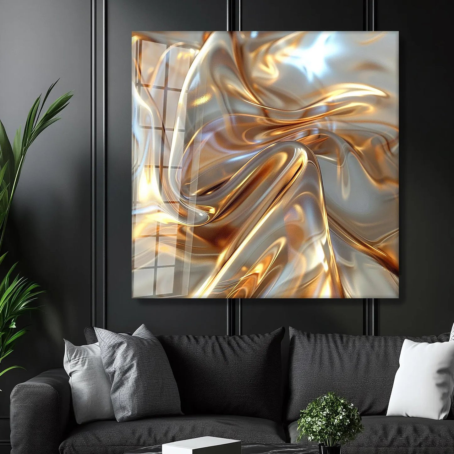 Abstract Gold Glass Wall Art