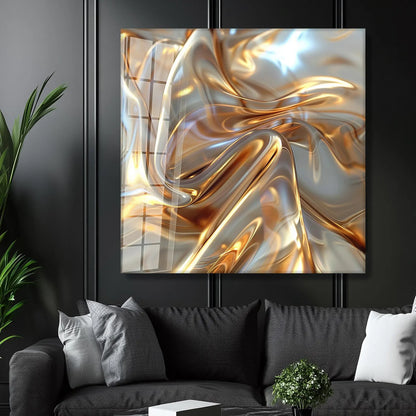 Abstract Gold Glass Wall Art
