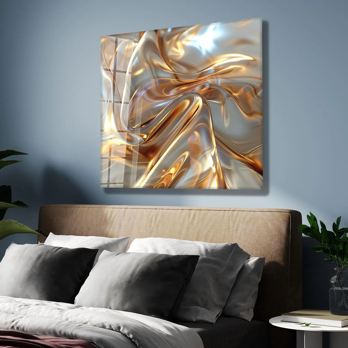 Abstract Gold Glass Wall Art