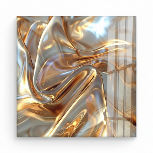 Abstract Gold Glass Wall Art