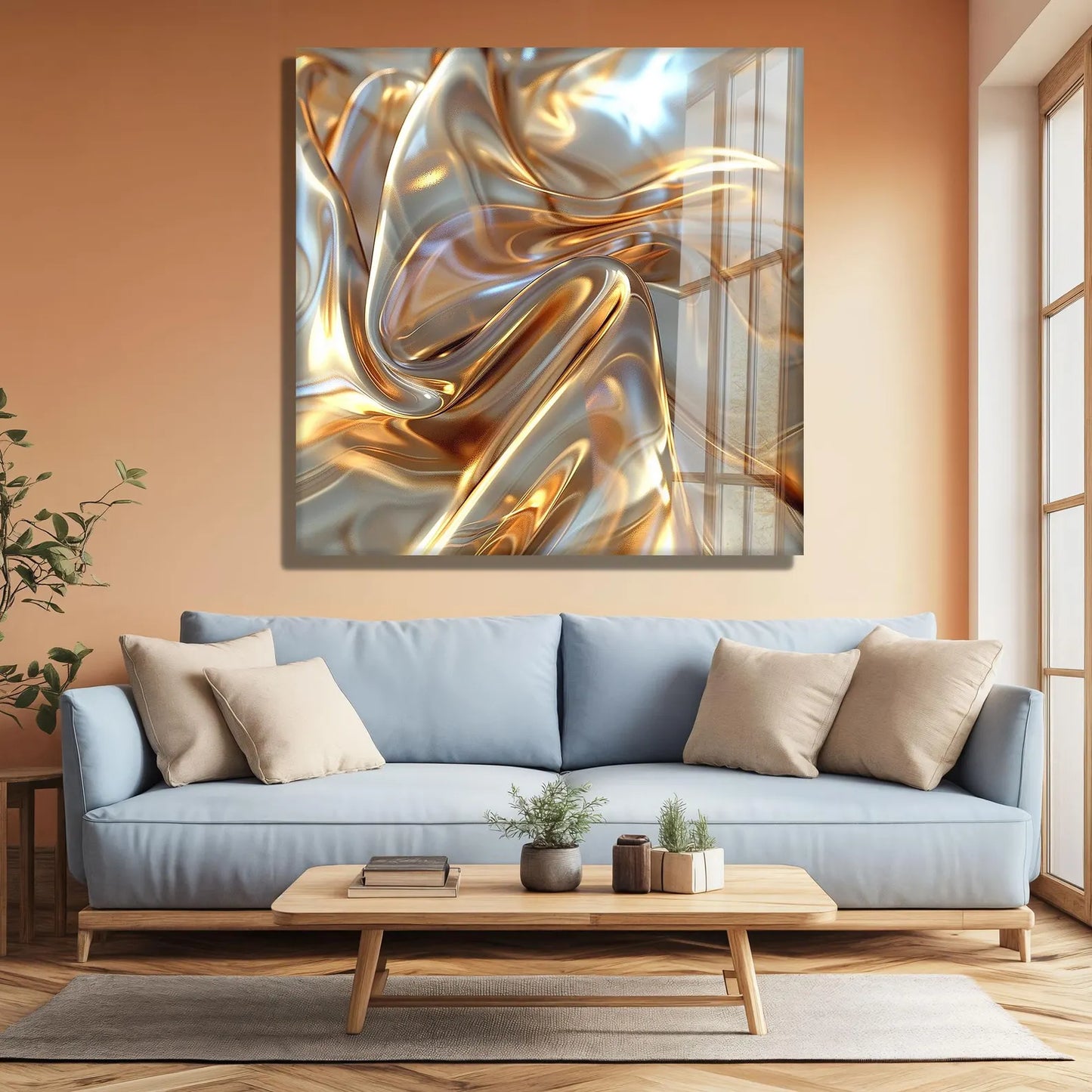Abstract Gold Glass Wall Art