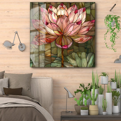 Pink Lotus Glass Wall Art
