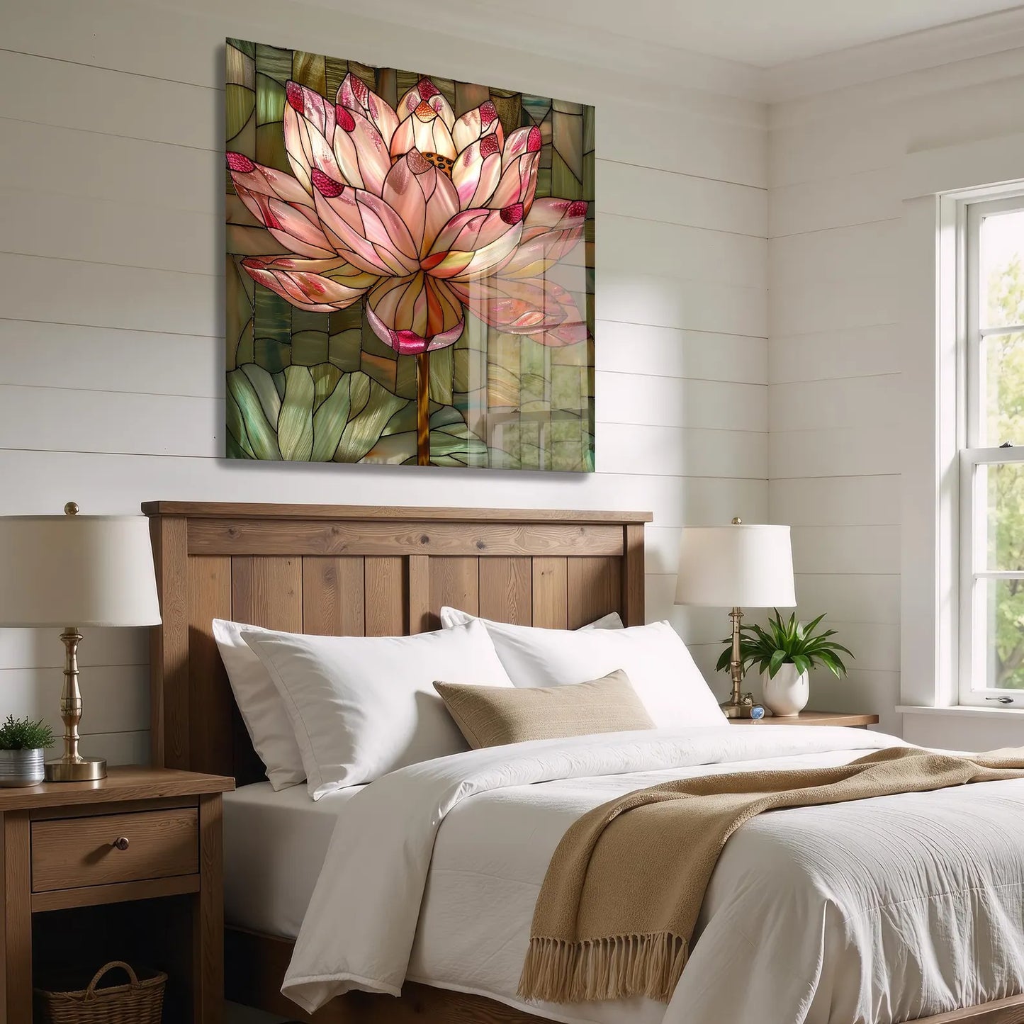 Pink Lotus Glass Wall Art