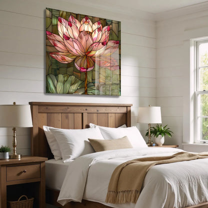 Pink Lotus Glass Wall Art