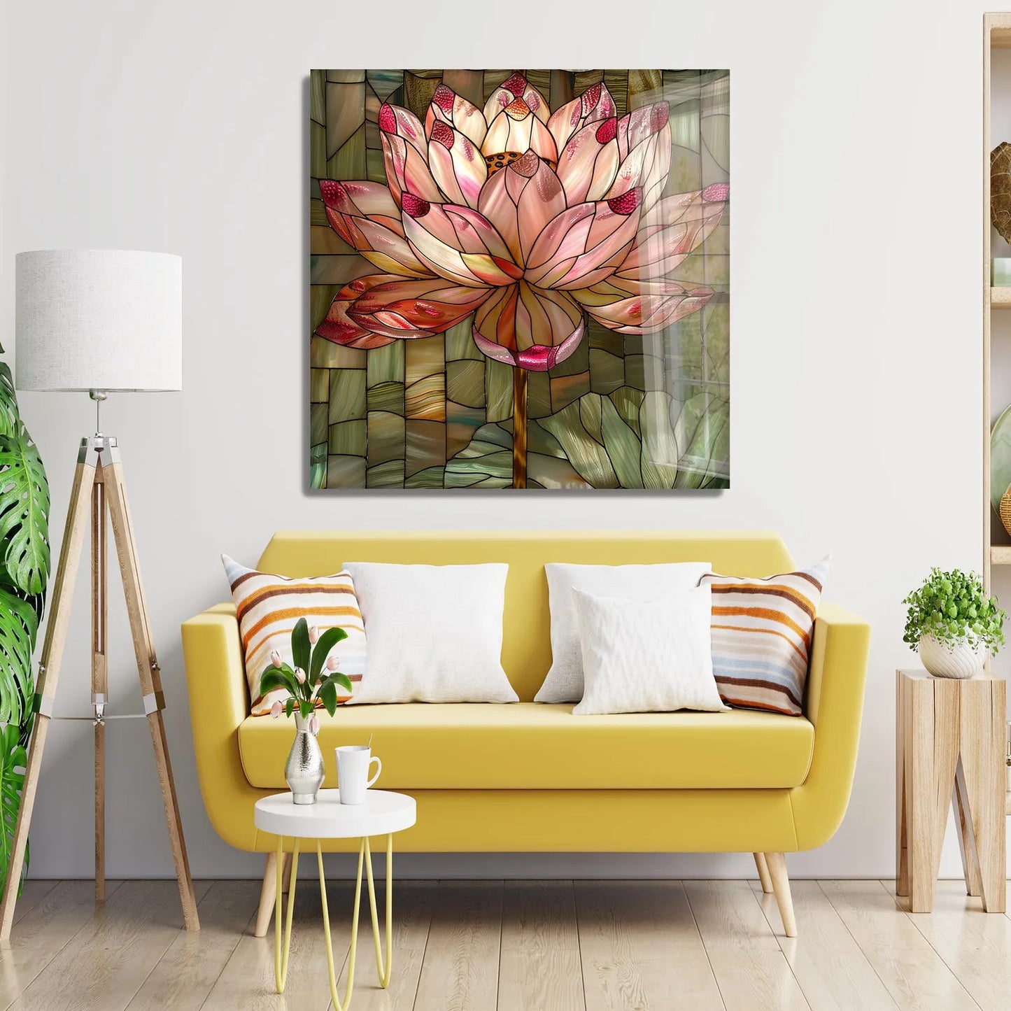 Pink Lotus Glass Wall Art