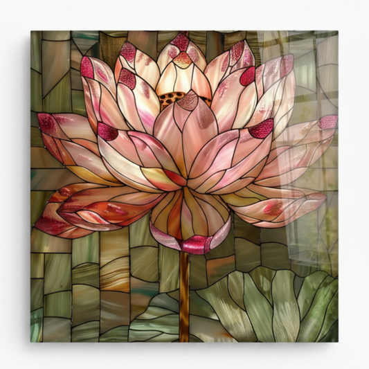 Pink Lotus Glass Wall Art