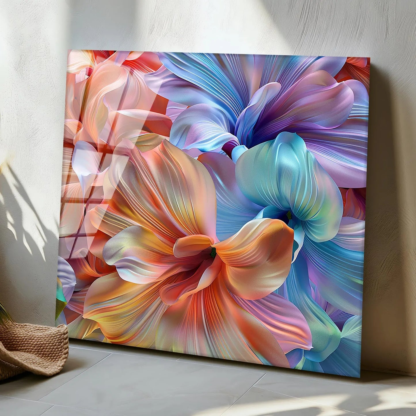 Colorful Flowers Glass Wall Art