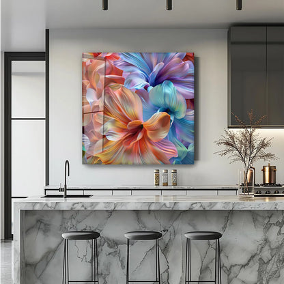 Colorful Flowers Glass Wall Art