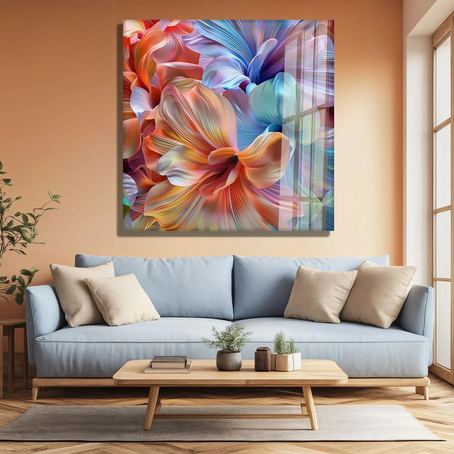 Colorful Flowers Glass Wall Art