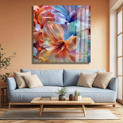 Colorful Flowers Glass Wall Art