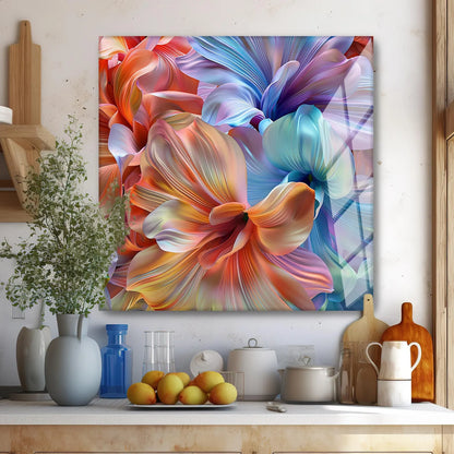Colorful Flowers Glass Wall Art