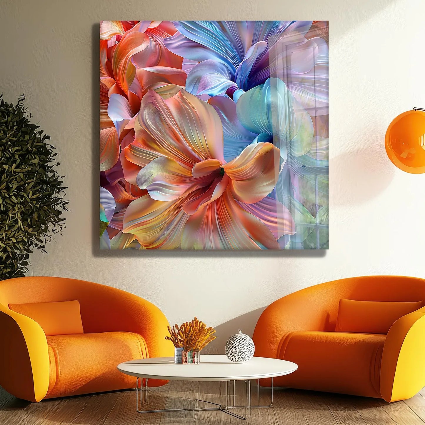Colorful Flowers Glass Wall Art