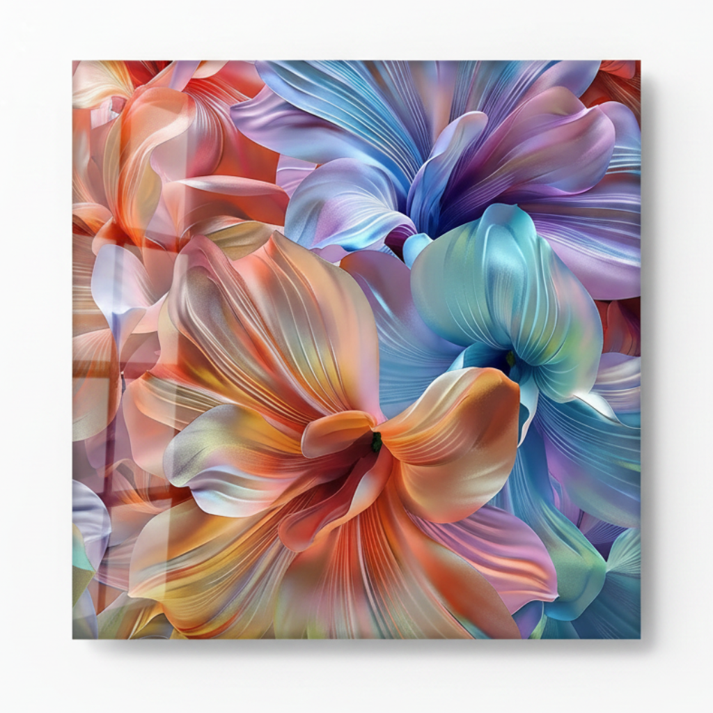 Colorful Flowers Glass Wall Art