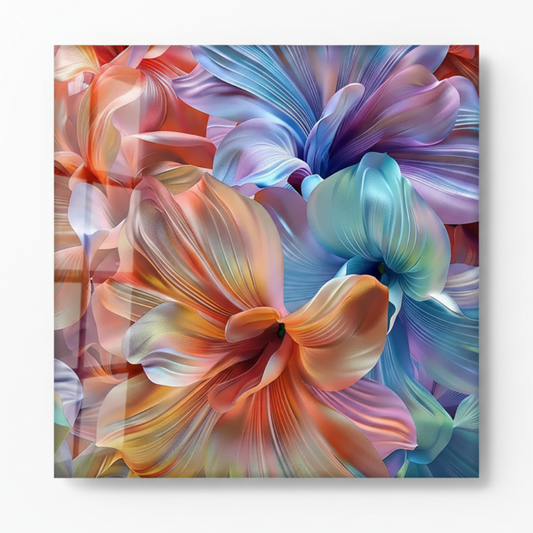 Colorful Flowers Glass Wall Art