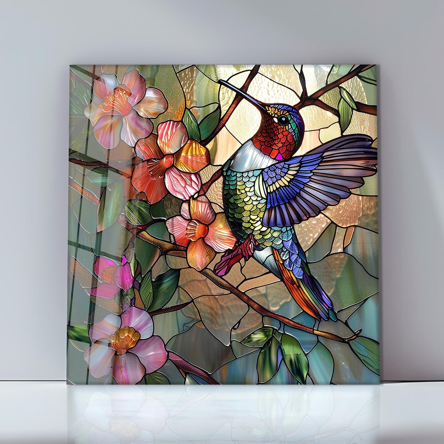 Colibrì Colorato Quadro in Vetro Temperato