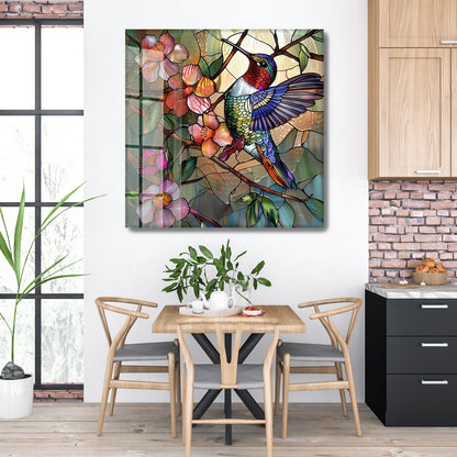 Colibrì Colorato Quadro in Vetro Temperato
