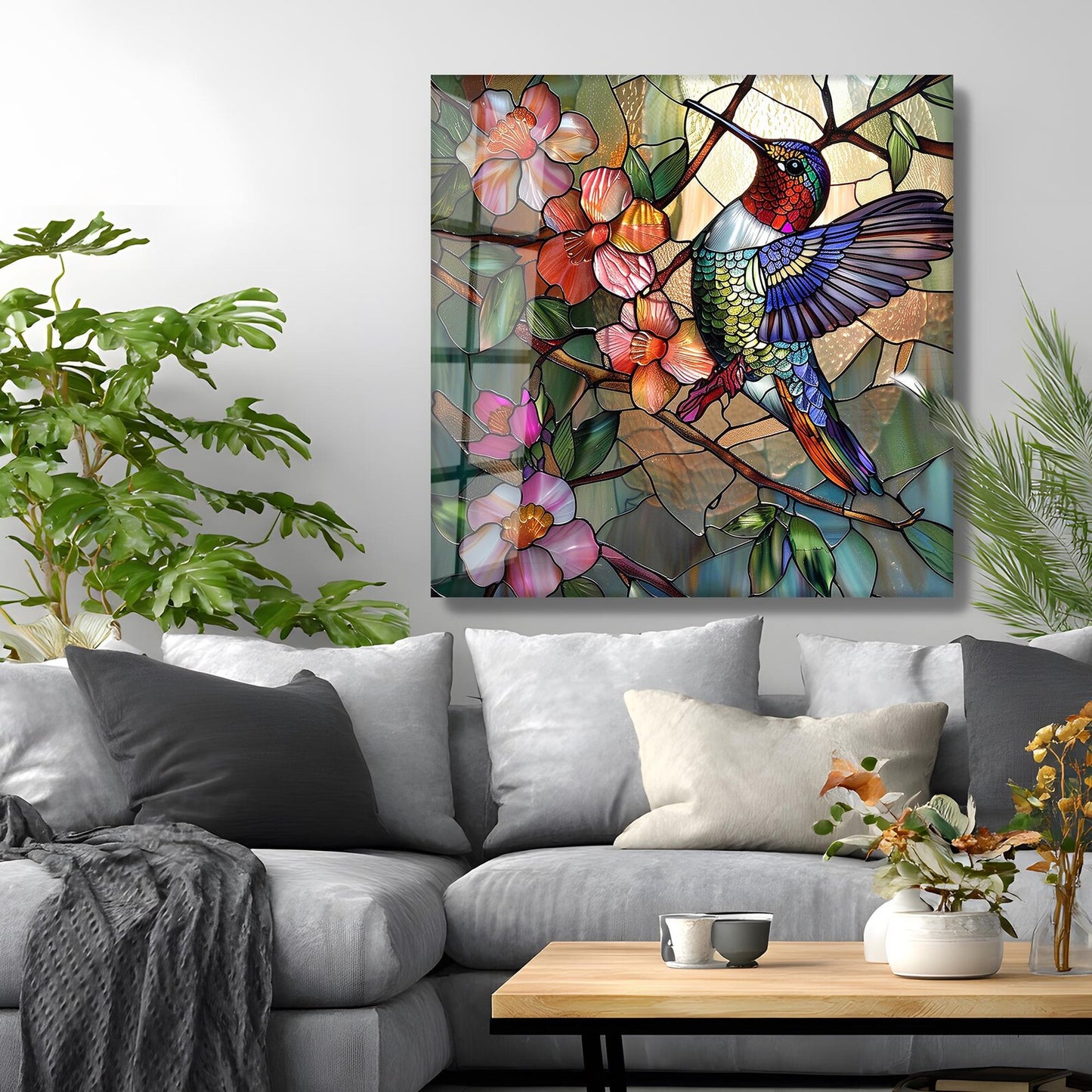 Colibrì Colorato Quadro in Vetro Temperato