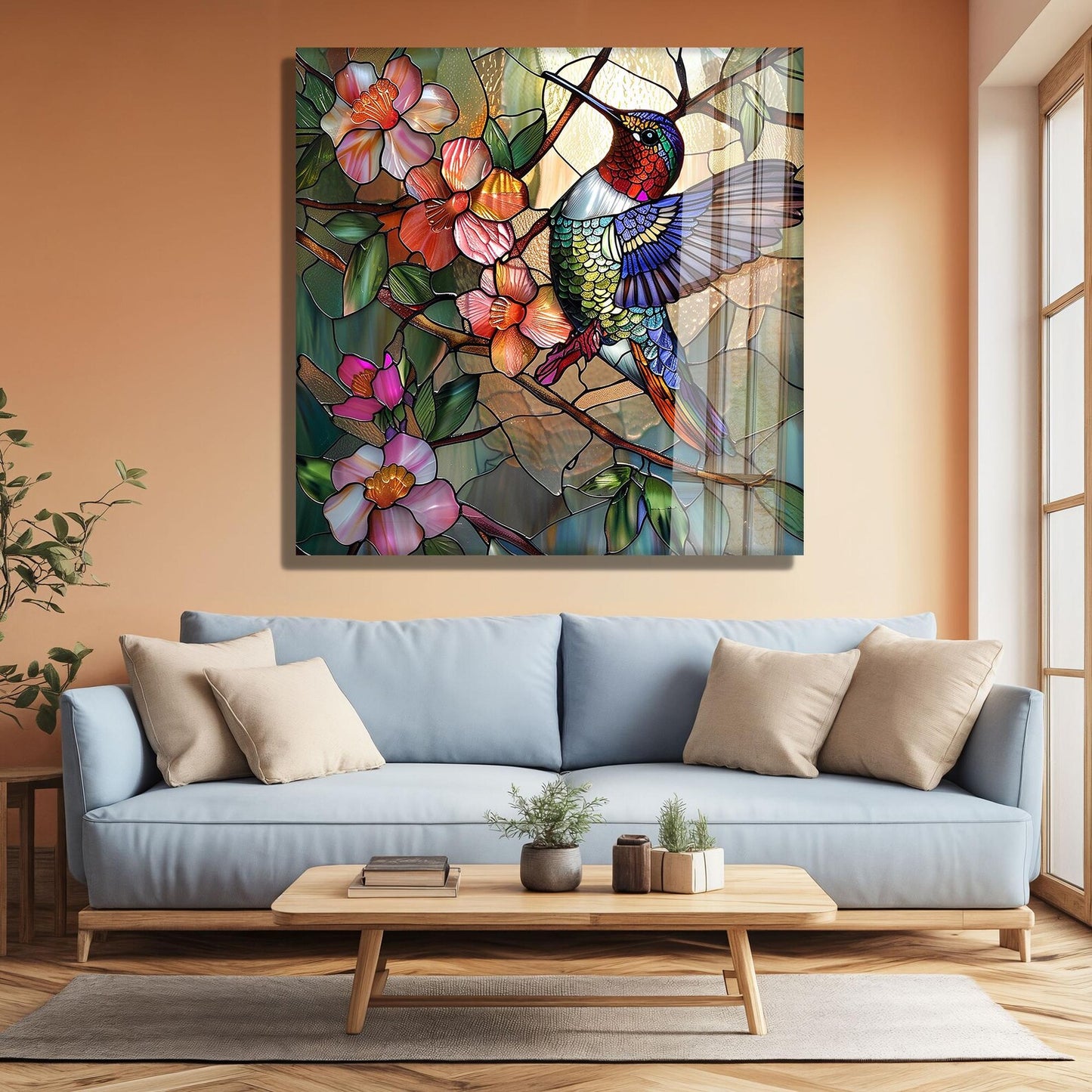 Colibrì Colorato Quadro in Vetro Temperato