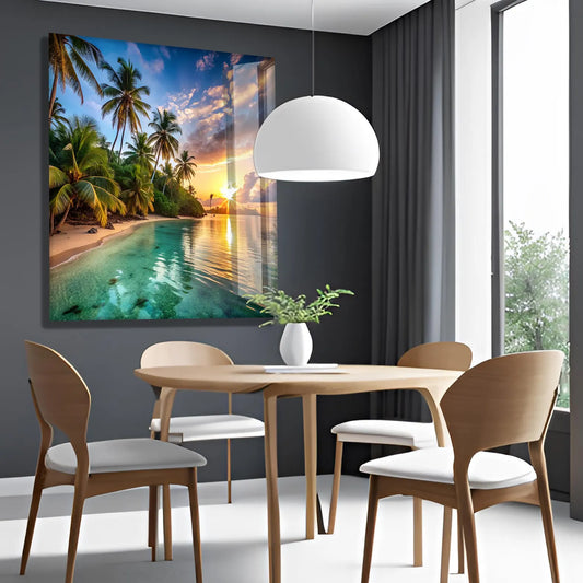 Sunset Beach Glass Wall Art
