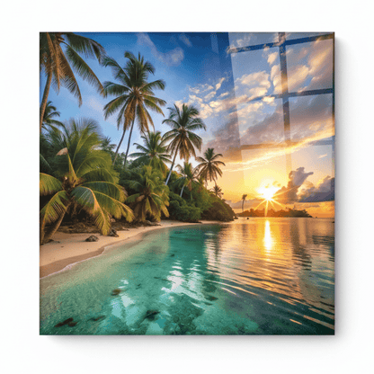 Sunset Beach Glass Wall Art
