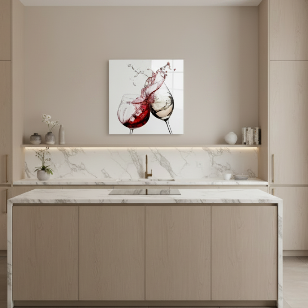 Spruzzo di Vino Quadro in Vetro Temperato