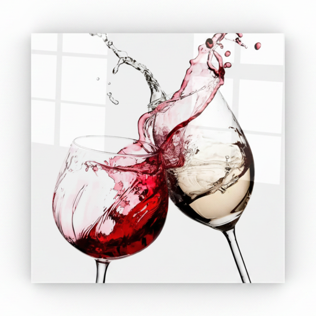 Spruzzo di Vino Quadro in Vetro Temperato