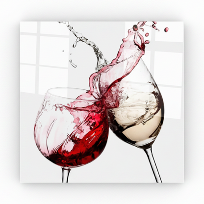 Éclaboussure de Vin Tableau en Verre Trempé