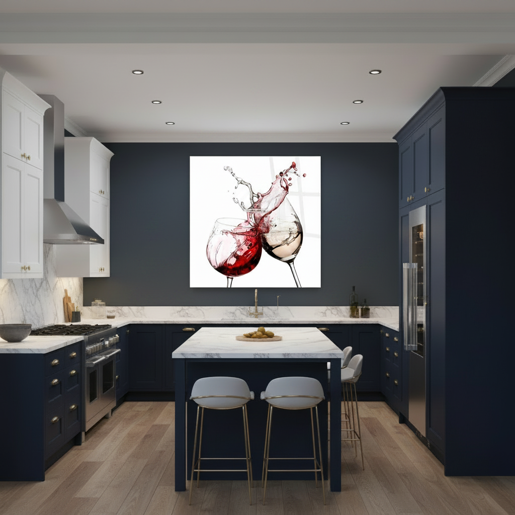 Spruzzo di Vino Quadro in Vetro Temperato