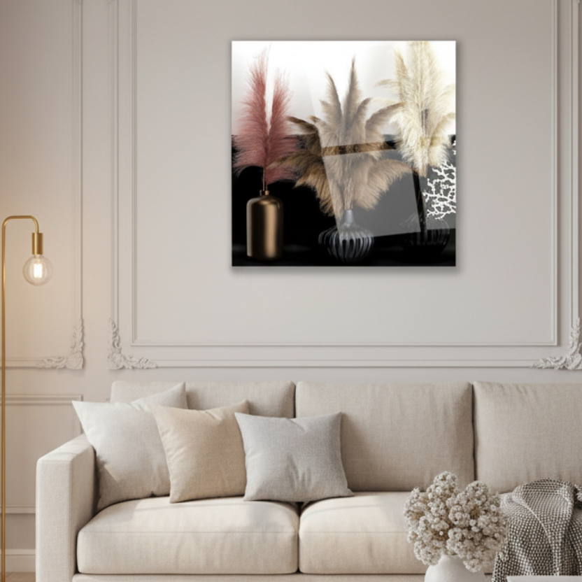 Vasi Boho Quadro in Vetro Temperato