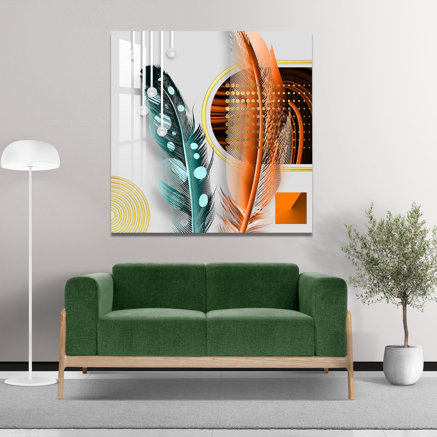 Two Feathers Glass Wall Art